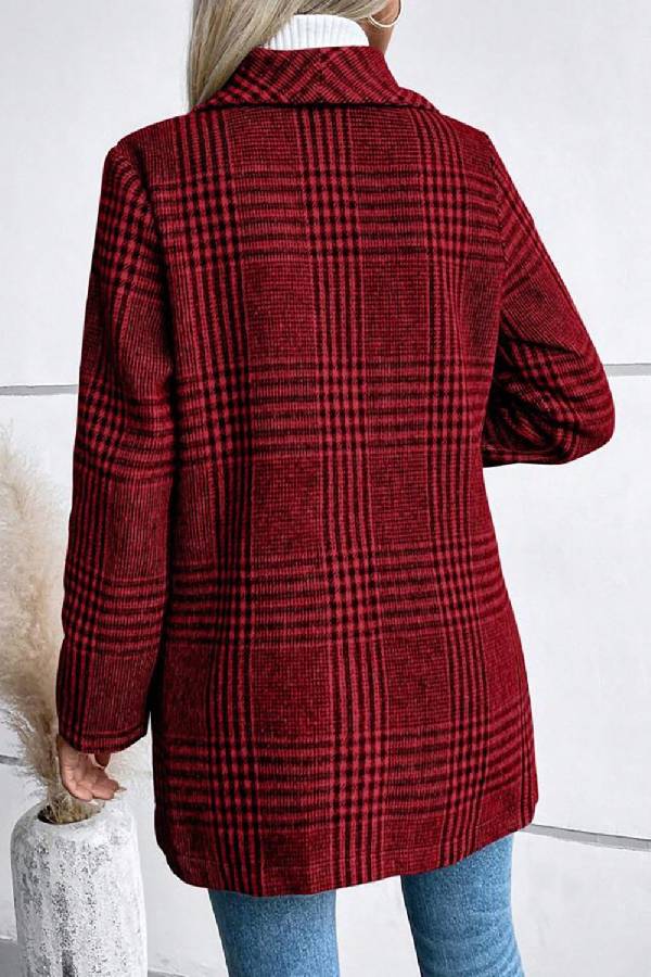 WW | Kollektion Karierter Kragen Langarmjacke