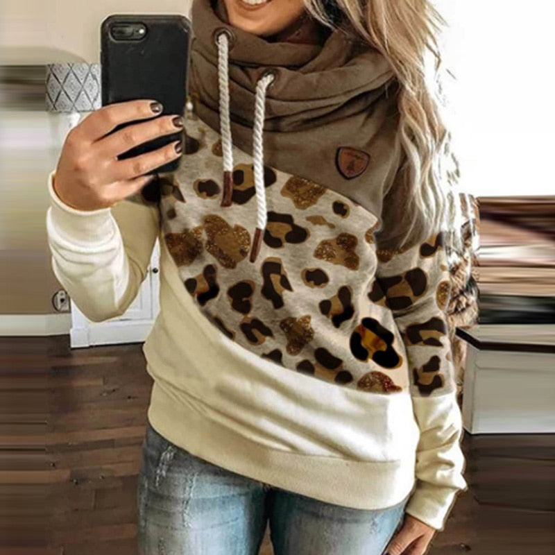 WW | Hoodie - Block Design mit Leopardenmuster - Weicher Komfort - Lässige Passform