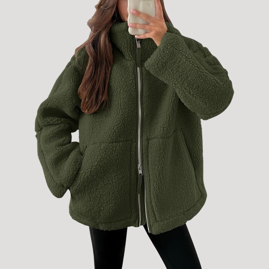 WW | Damen Teddy Reißverschluss Fleece Jacke Winter Kleidung