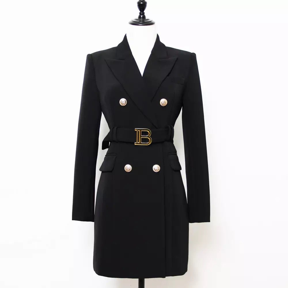 WW | Doppelreiher Blazer Kleid - Goldene Knopfakzente - Maßgeschneiderte Eleganz - Vielseitiger Stil