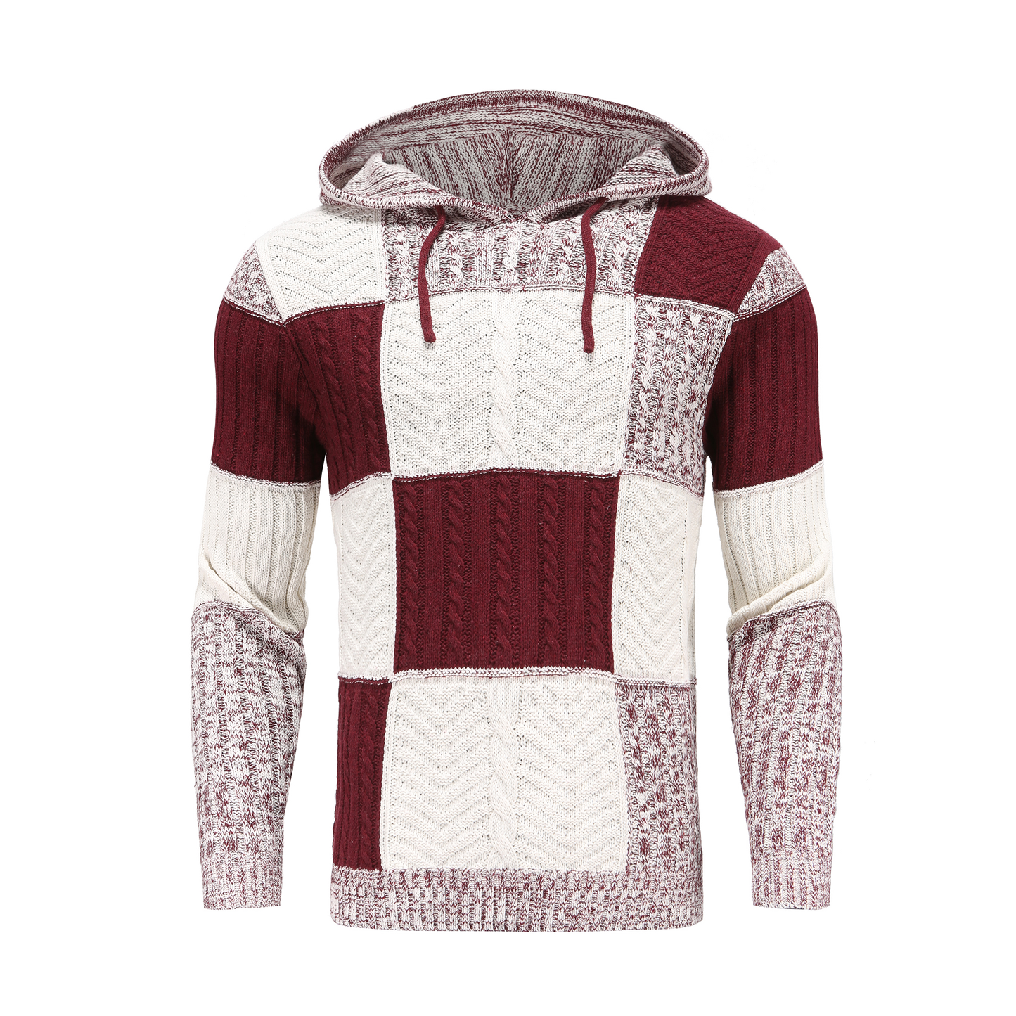 WW | Kapuze Strickdesign Patchwork Muster Bequeme Passform