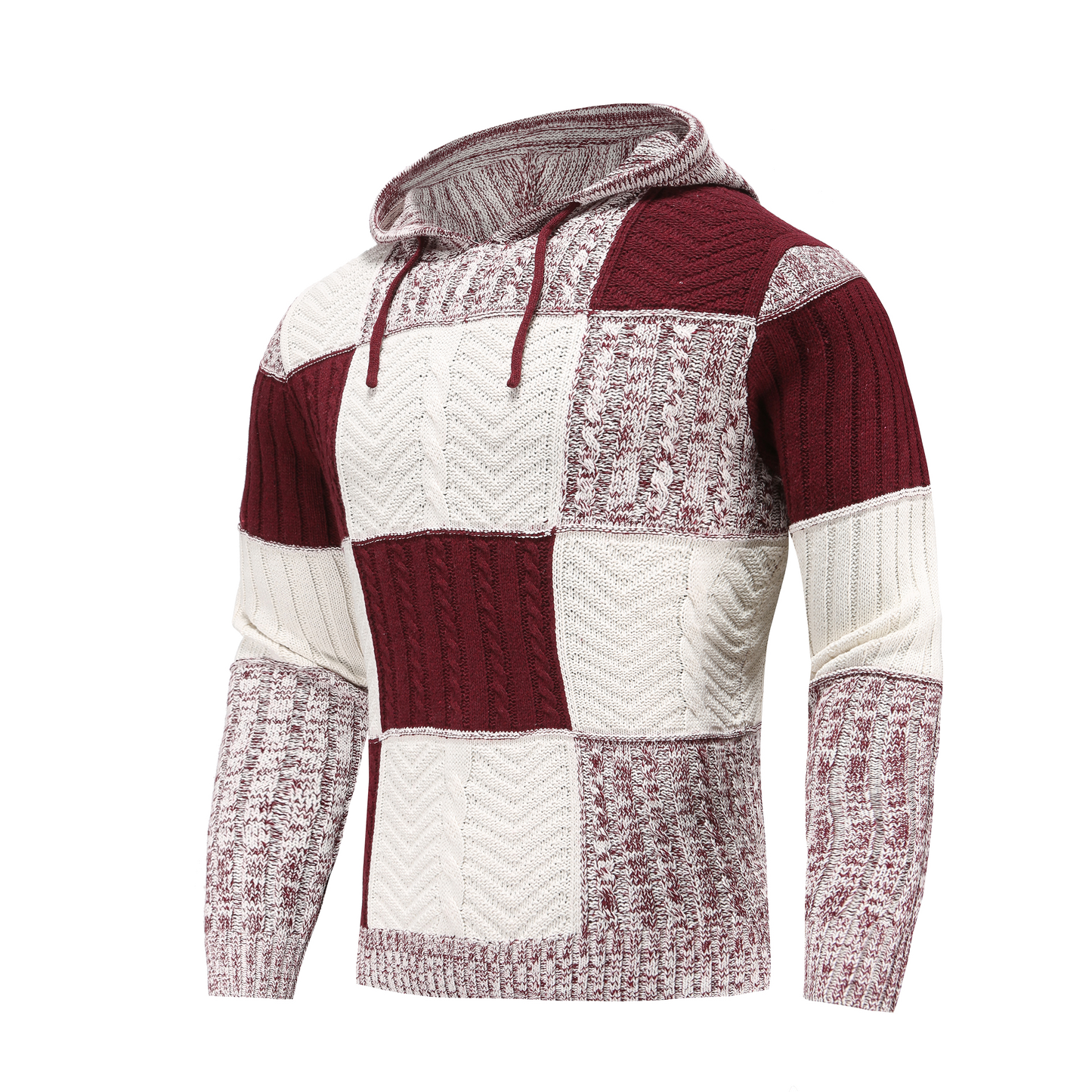 WW | Kapuze Strickdesign Patchwork Muster Bequeme Passform