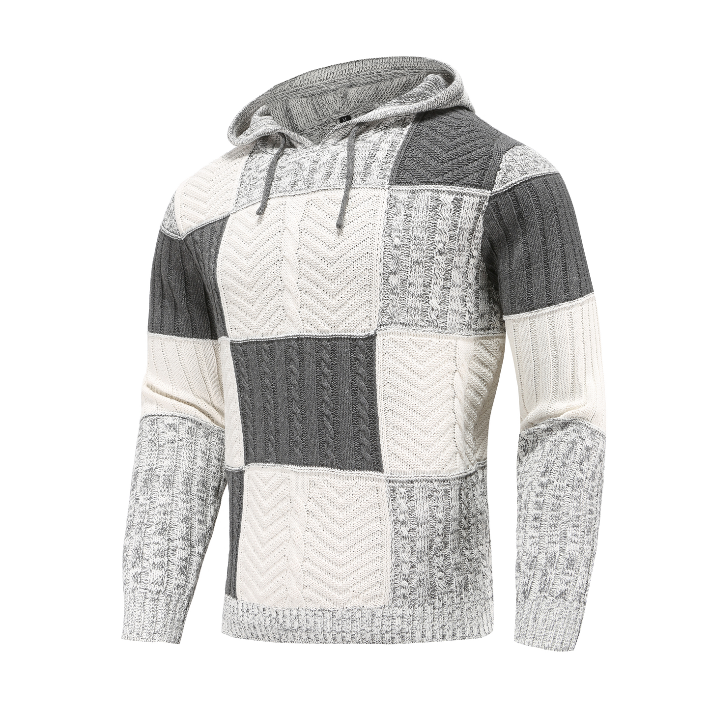 WW | Kapuze Strickdesign Patchwork Muster Bequeme Passform