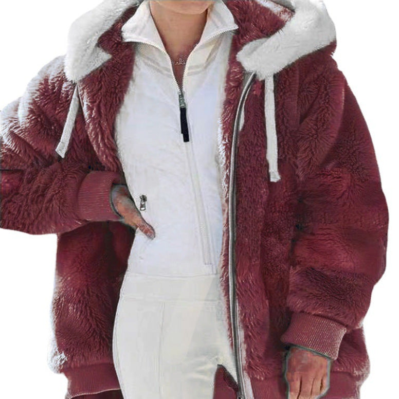 WW | Winter Hooded Jacket in Striped Design - Fashionable Leisure Jacket for Cold Days