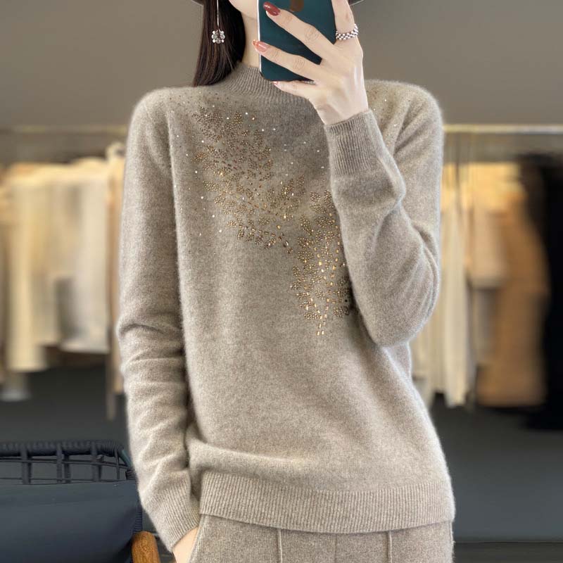 WW | Knitted Sweater with Pretty Leaf Pattern