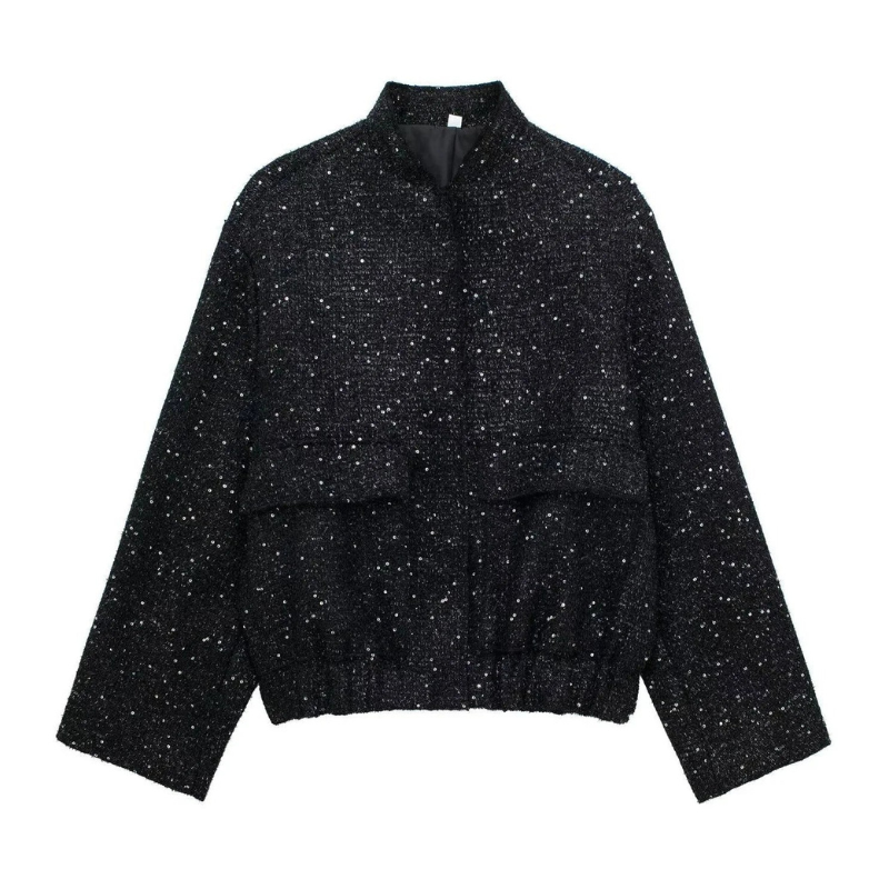WW | Damen Leichte Pailletten Kurze Jacke Stilvoll & Nett