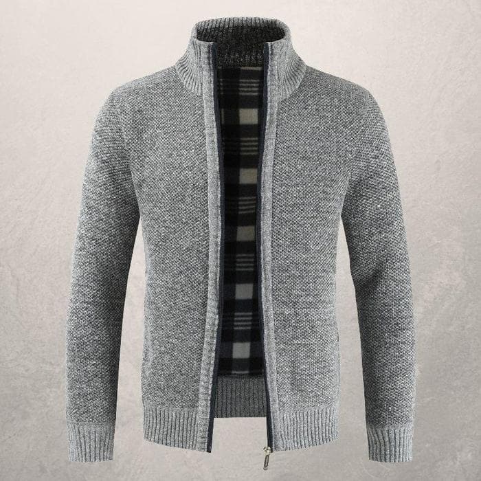 WW | Strickjacke Reißverschluss Hoher Kragen Gefüttert Gerippte Bündchen Und Saum