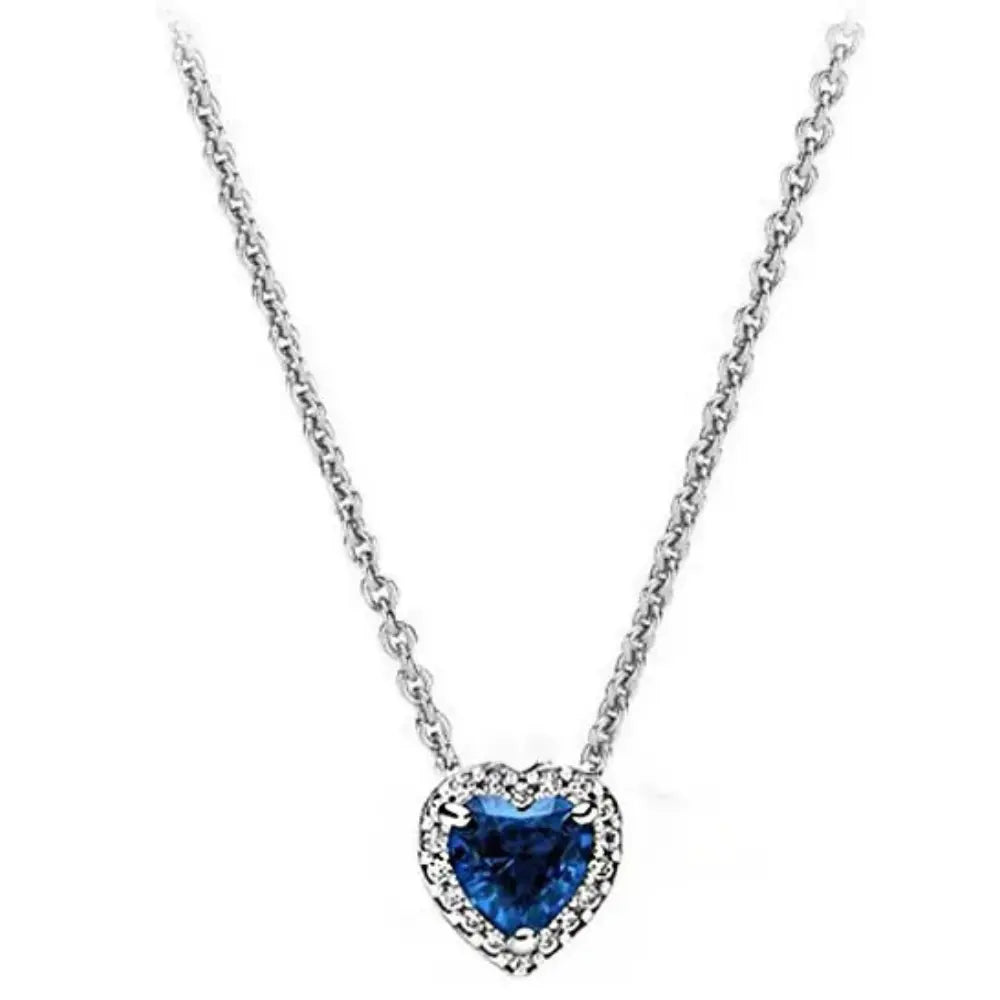 WW | Sterling Silver Dazzling Heart Shaped Pendant Necklace For Women