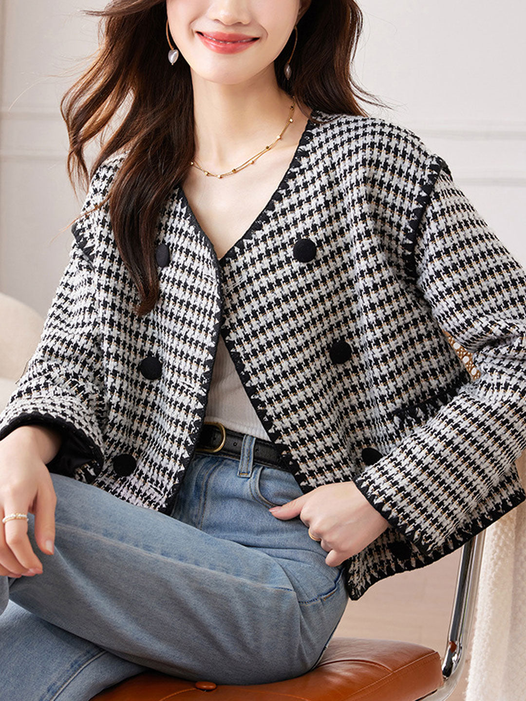 WW | Classic Round-Neck Tweed Jacket