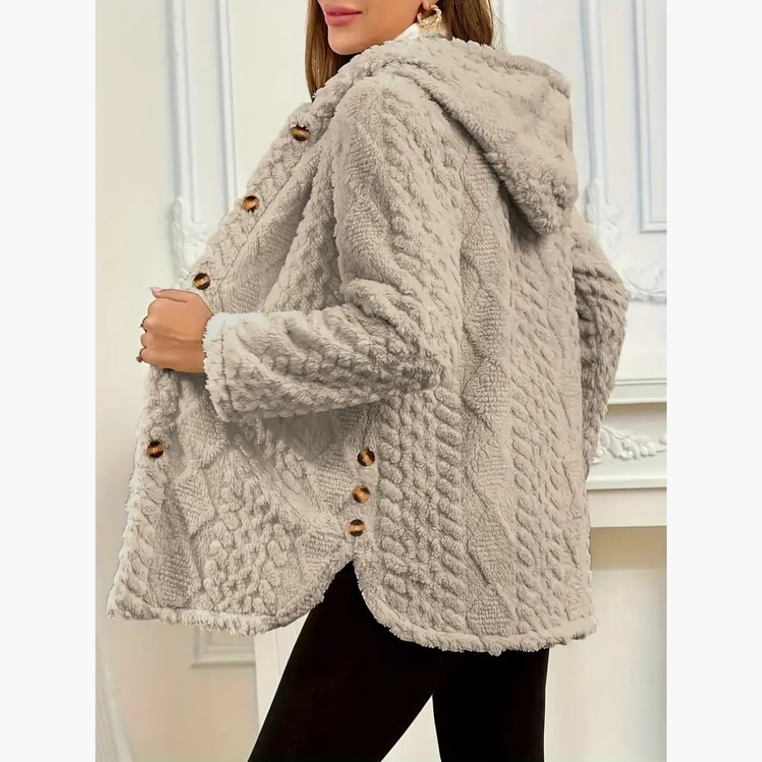 WW | Women's Cozy Hoodie with Teddy Pullover and Button Front