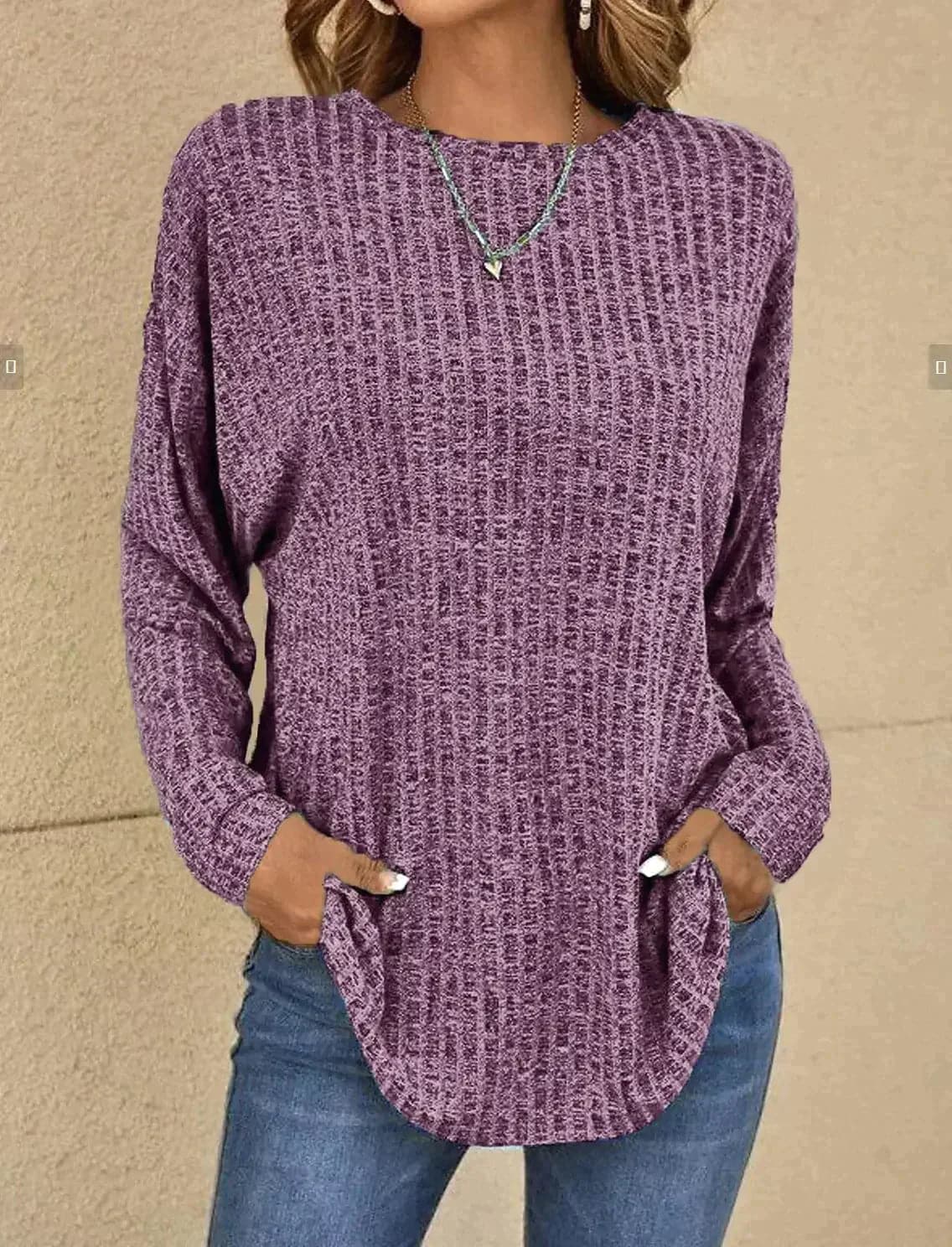 WW | Strickpullover - Weiches Strick - Lässige Passform - Lange Ärmel Bequem