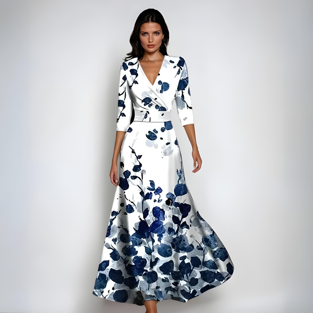WW | Women's V-Neck Maxi Dress With Vibrant Abstract Print