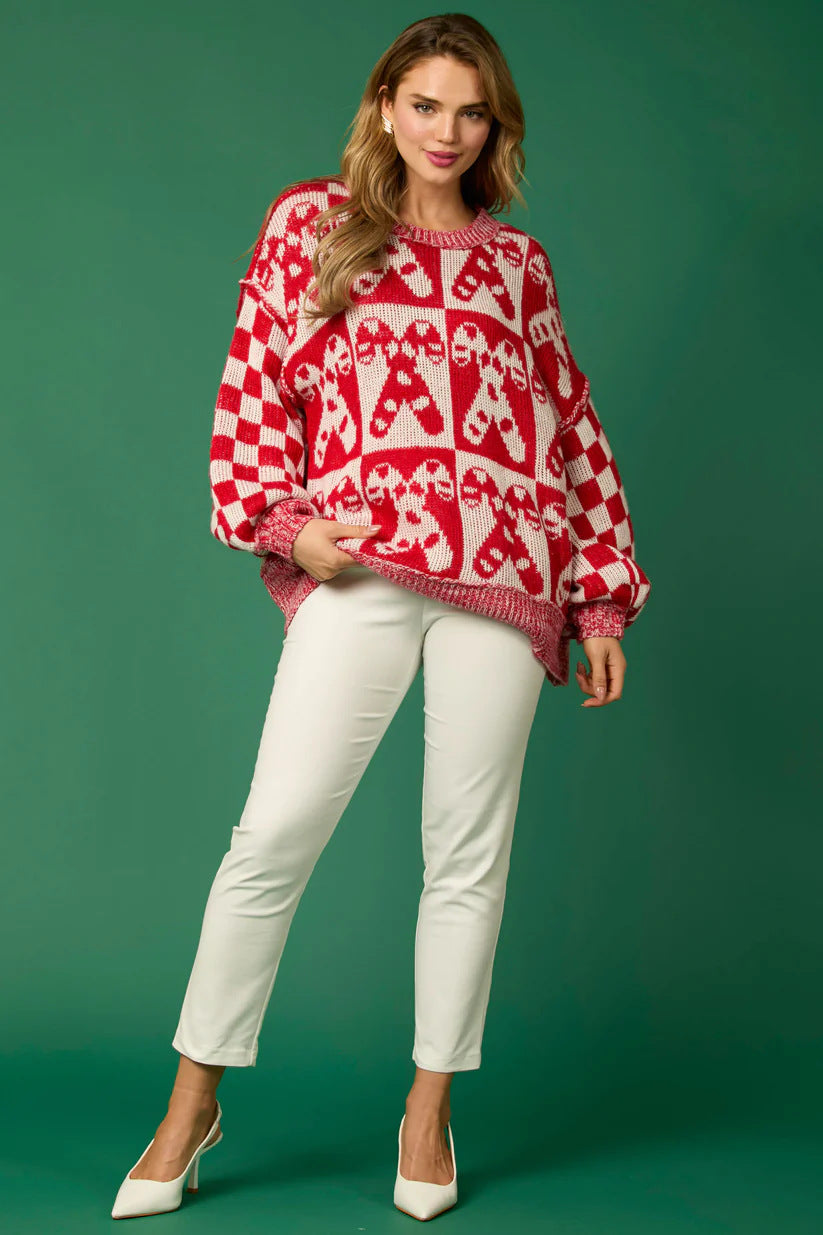 WW | Zuckerstangen-Weihnachtsnadeln & Lebkuchenmann Strickpullover
