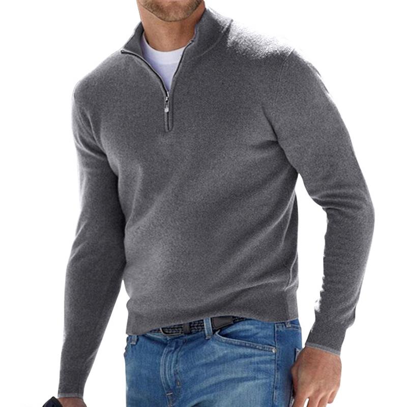 WW | Klassischer Herren-Pullover mit Reißverschlusskragen