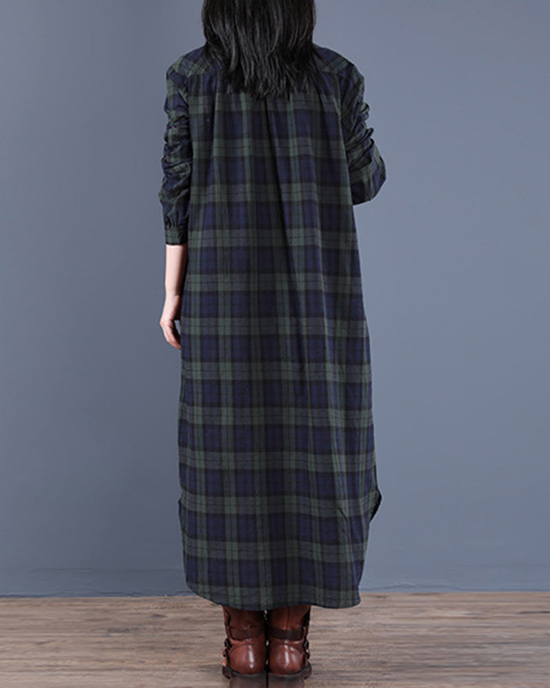 WW | Langärmliges Karo-Hemdkleid
