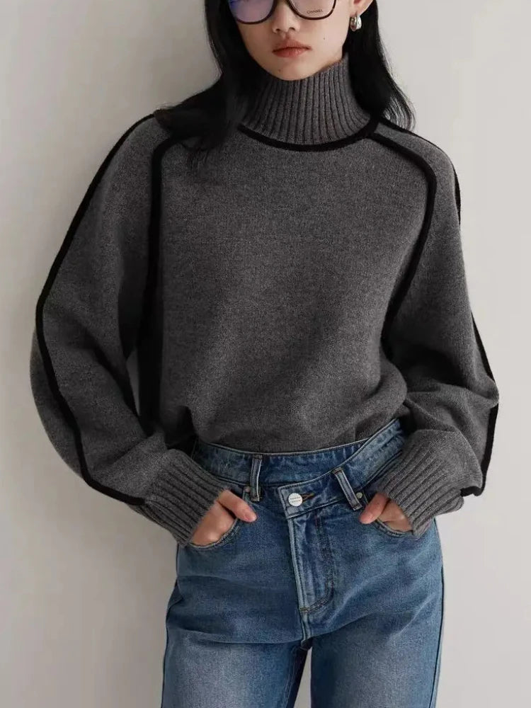 WW | Contrast Knitted Roll Neck