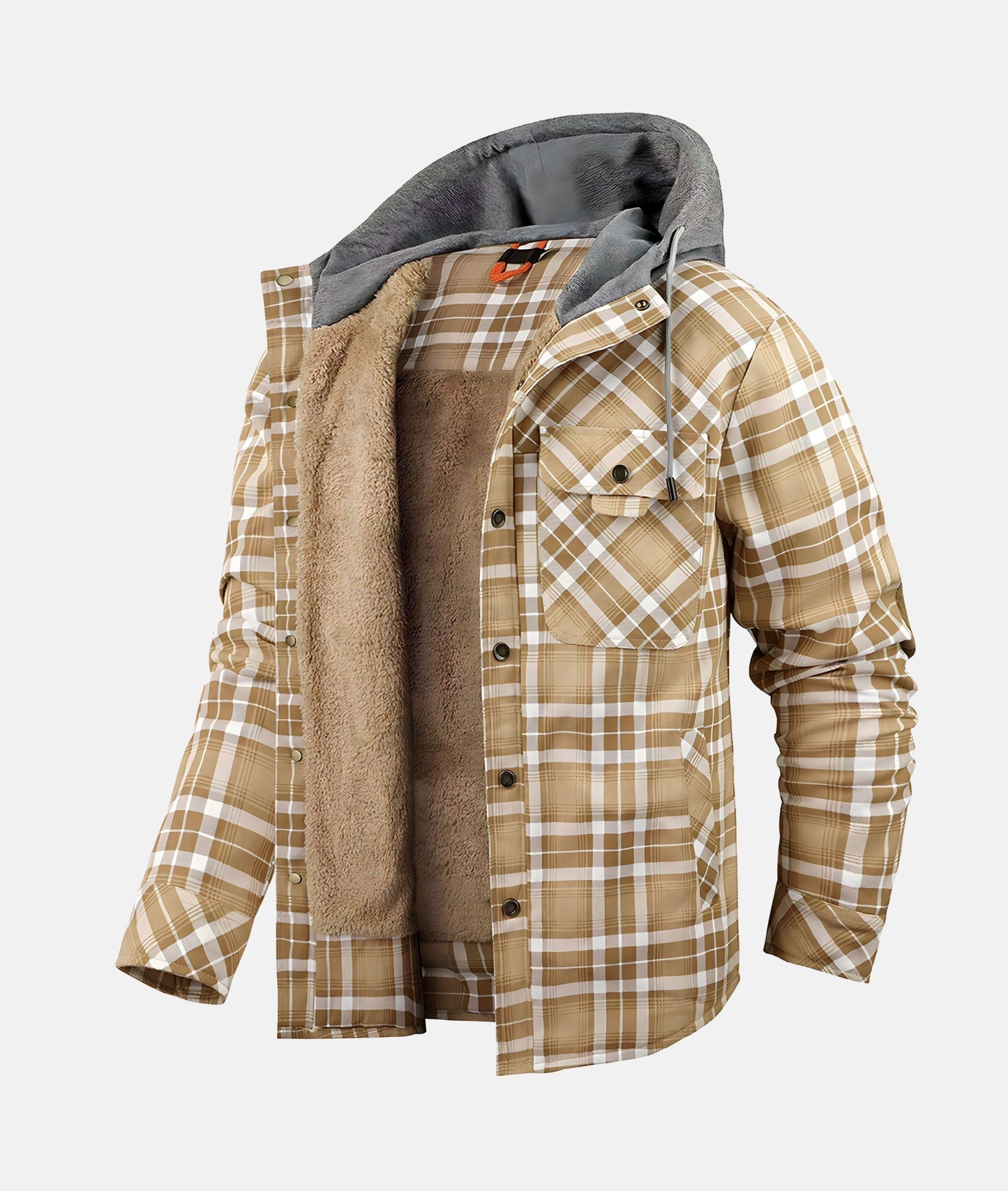 WW | Plaid Flannel Jacket with Hood and Faux Fur Lining
