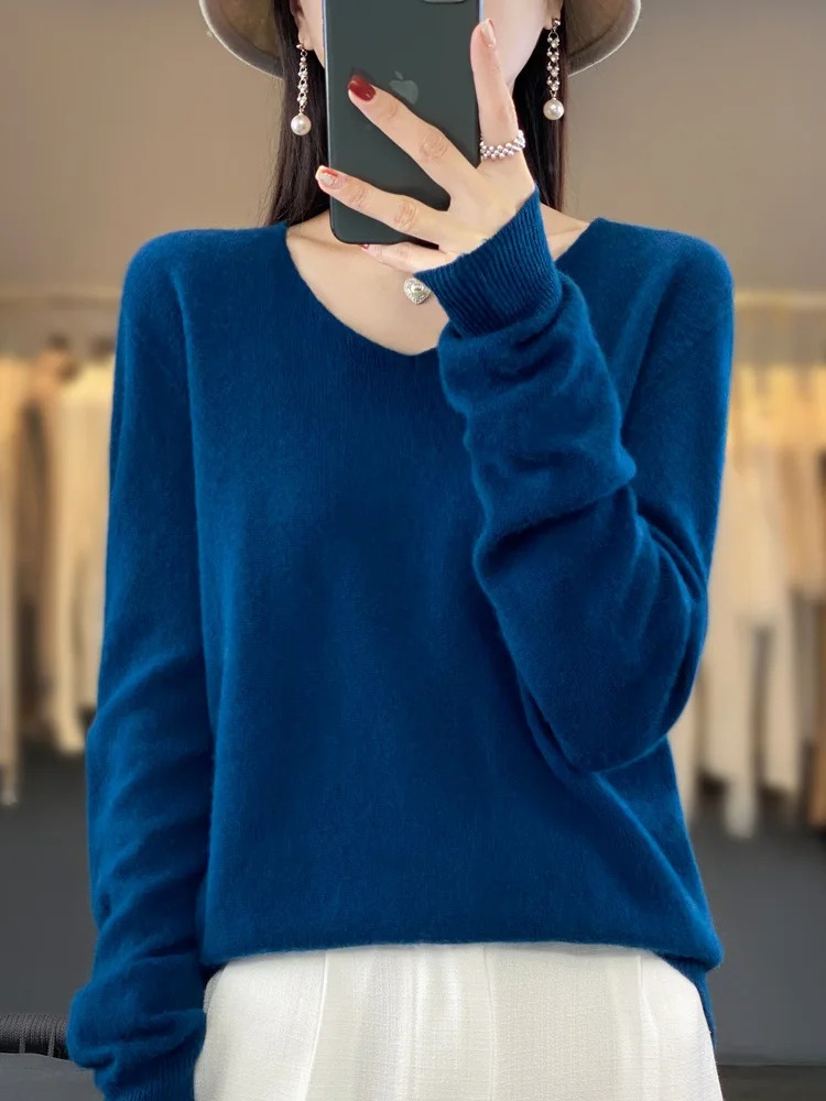 WW | Cashmere Pullover Damen Eleganter V-ausschnitt, Weich & Komfortabel