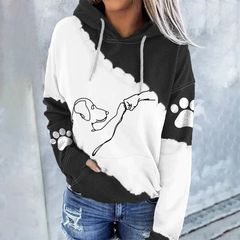 WW | Trendiger lockerer Hoodie mit Hundeaufdruck