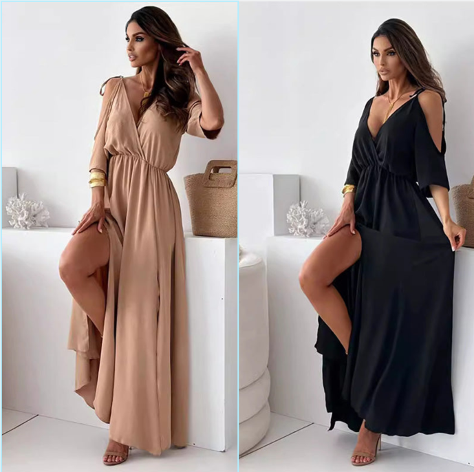 Aurora - V-Neck Bodycon Dress with Side Slit