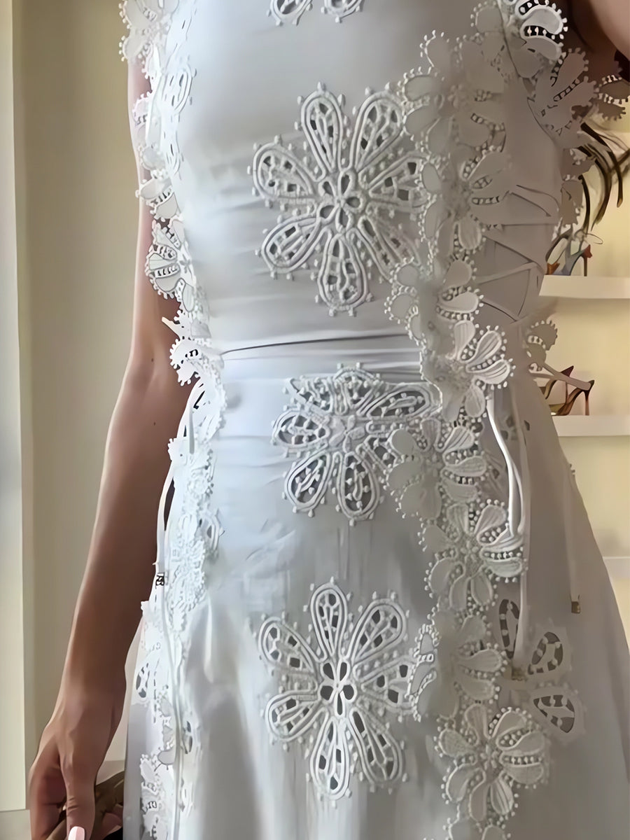 SYLARA™ | Dreamy Lace Shoulder Dress