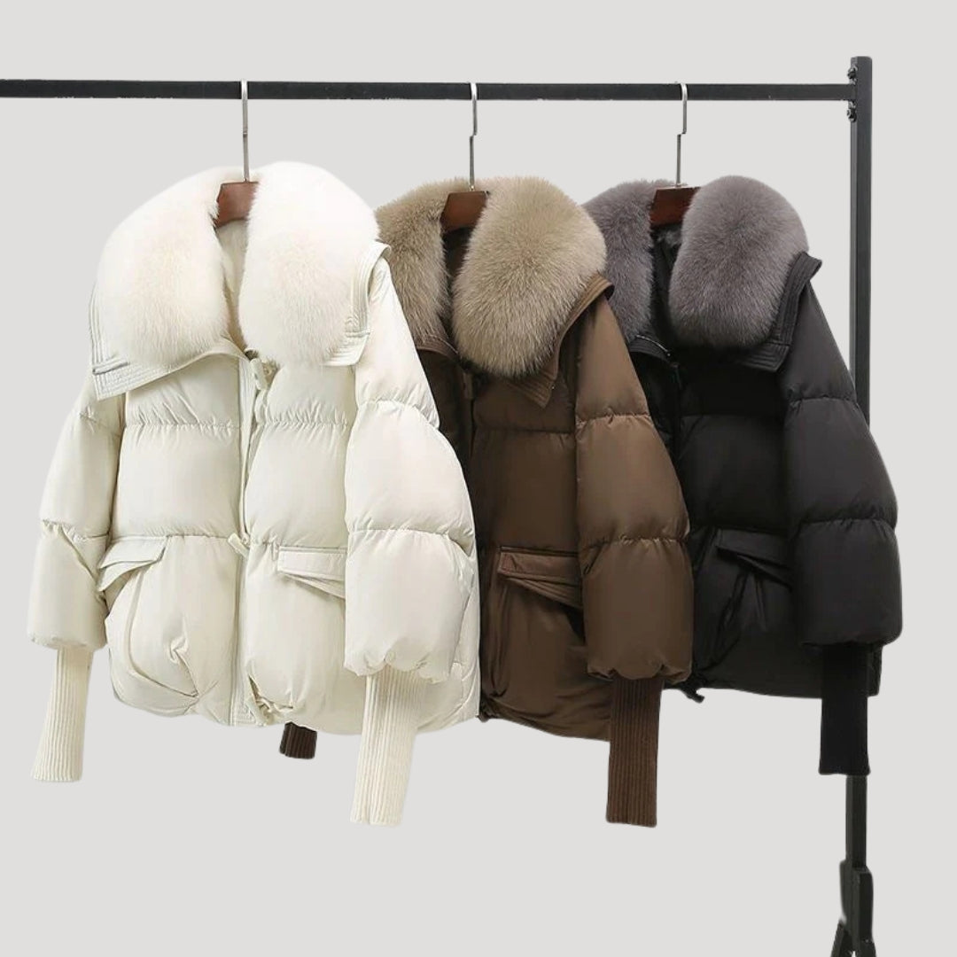 WW | Damen Schneemannjacke Kunstfellkragen Wintermantel