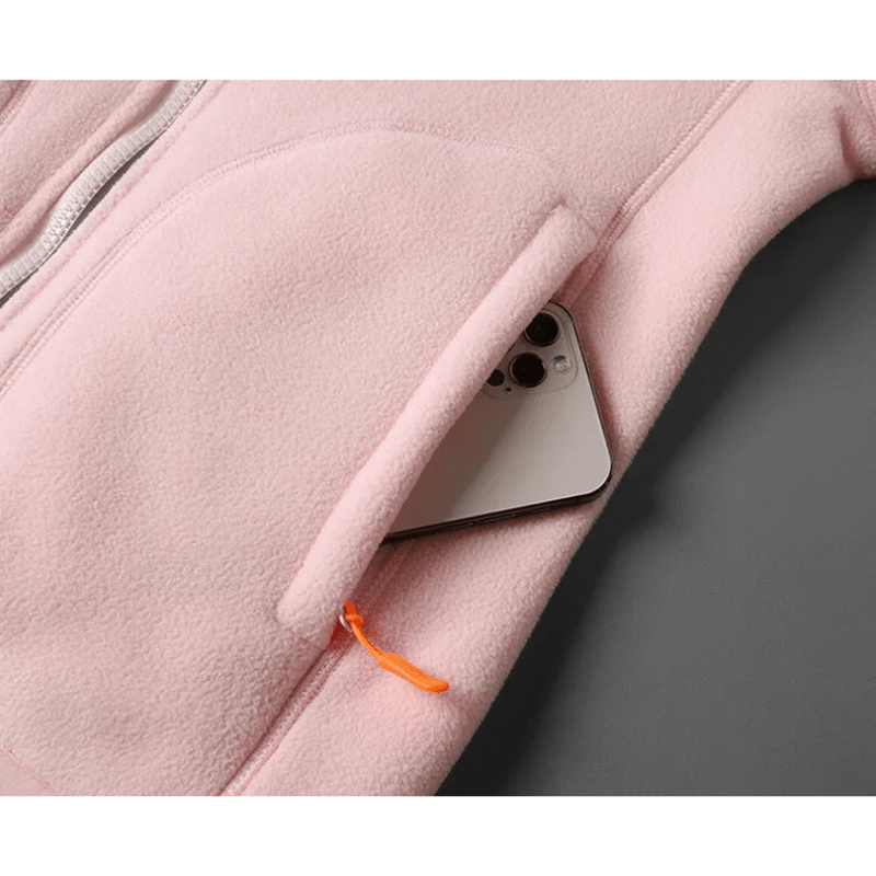 WW | Fleecejacke mit Reißverschlusstaschen - Leichte Wärme - Hoher Kragen - Alltags-Layer
