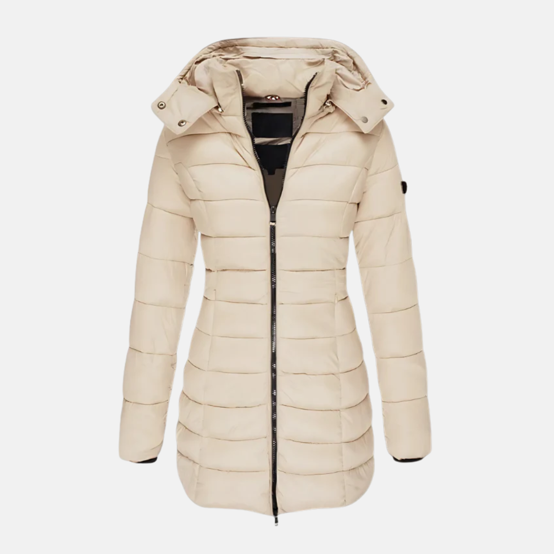 WW | Puffer Jacket - Slim Fit - Mid-length - With Hood - Ribbed Cuffs