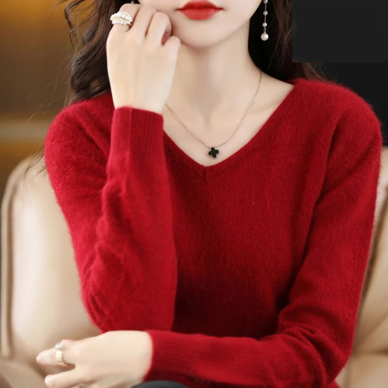 WW | Women's Cashmere V-Neck Sweater Lightweight and Soft Knit Pullover