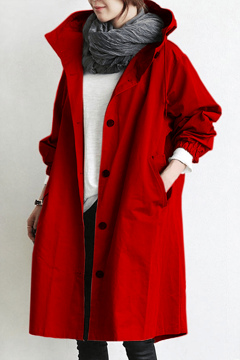 WW | Trenchcoat Lockeres Modell Punktkragen Elastische Bündchen Seitentaschen