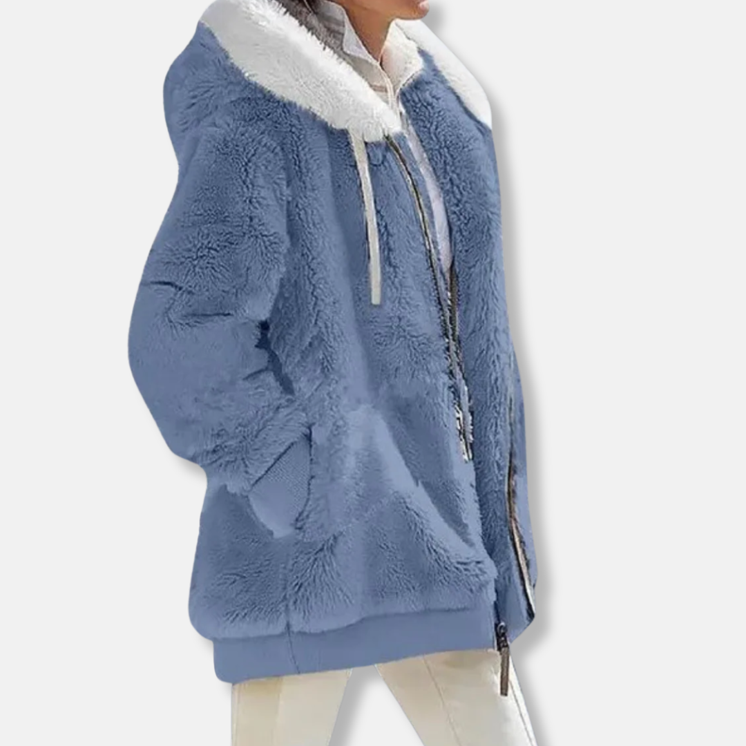 WW | Fleece Übergroße Fleecejacke - Kapuzen-Reißverschlussjacke