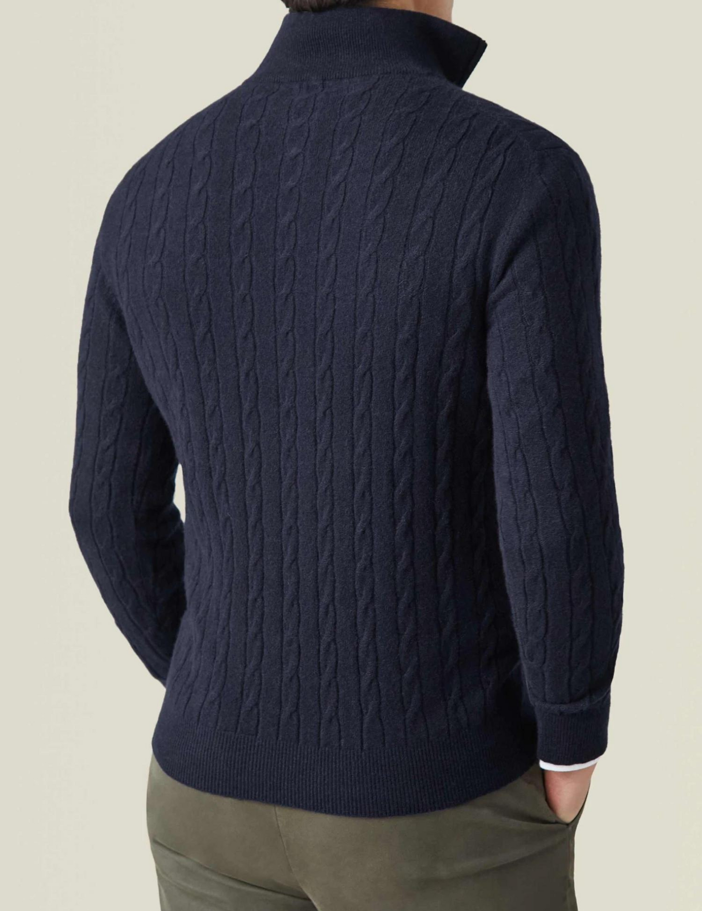 WW | Cable Knit Sweater with Zipper - Elegant Business & Casual Sweater