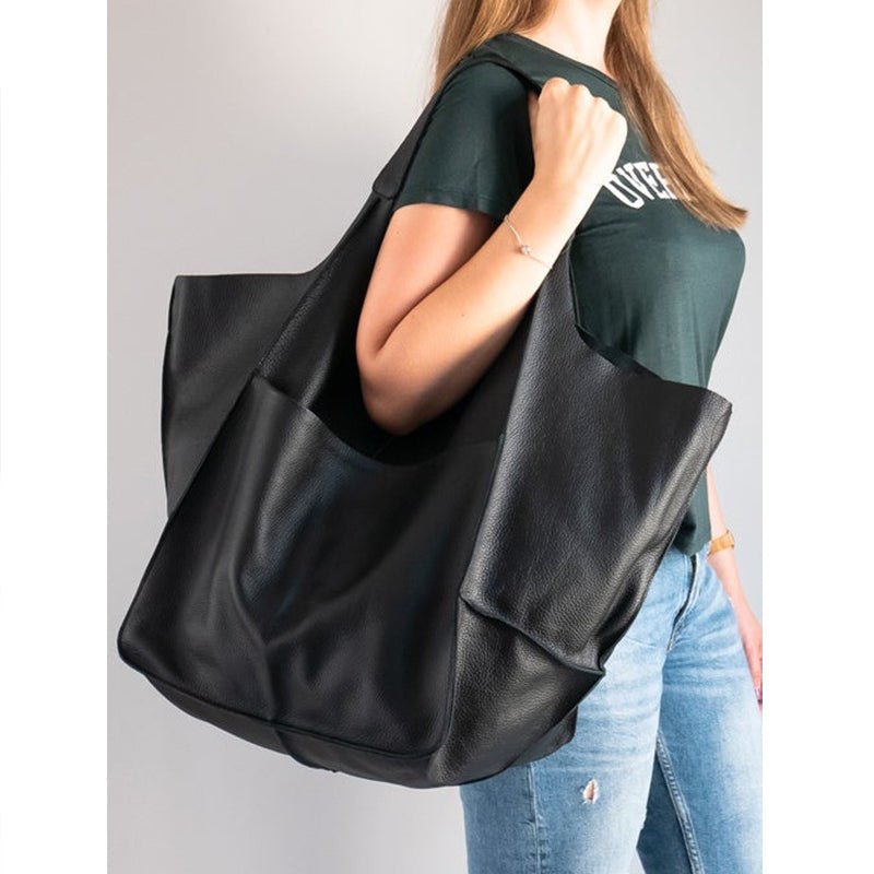 WW | Oversized Leather Shoulder Bag for Women