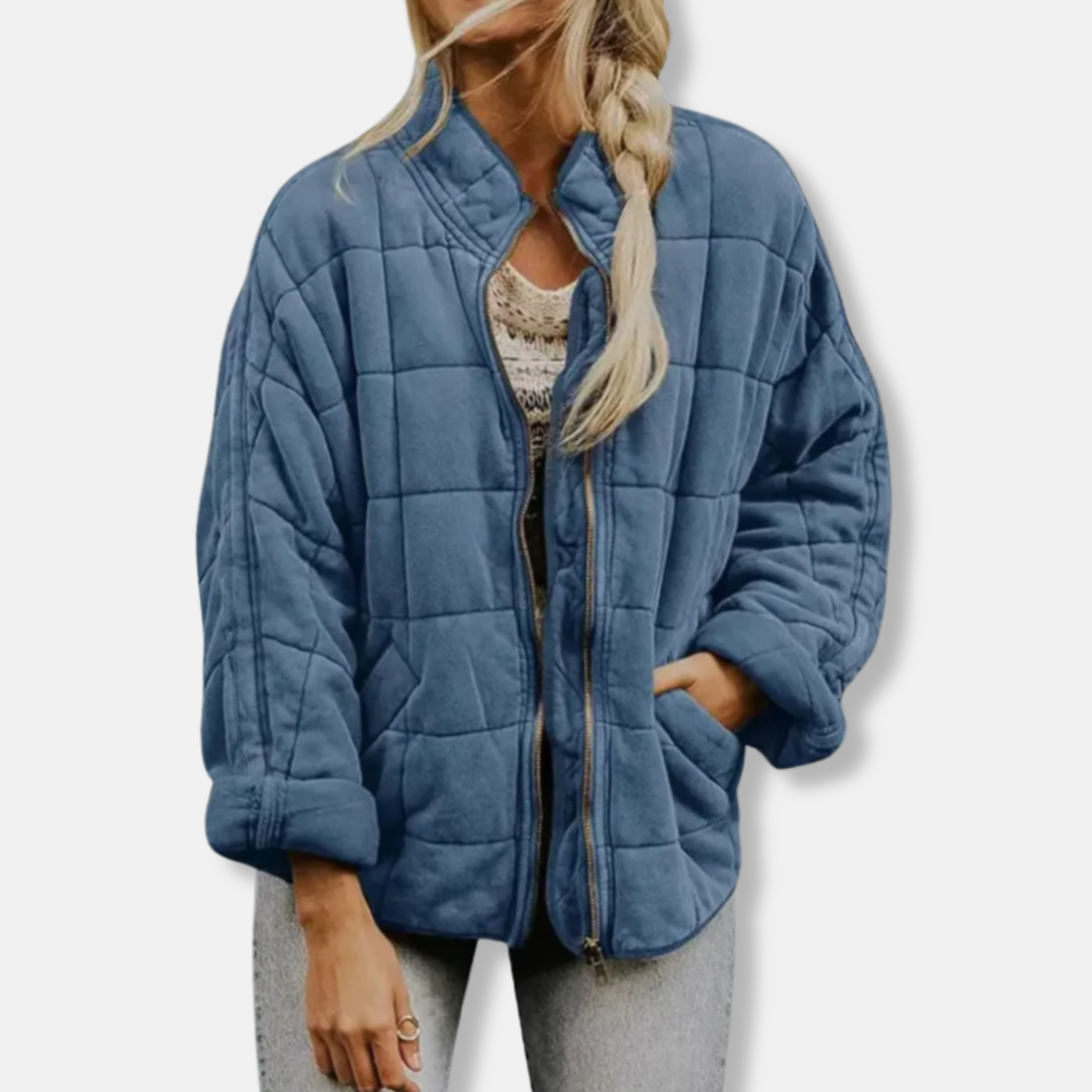 WW | Women's Quilted Coat – Plus Size – Stand-Up Collar – Full Zip Long Sleeves