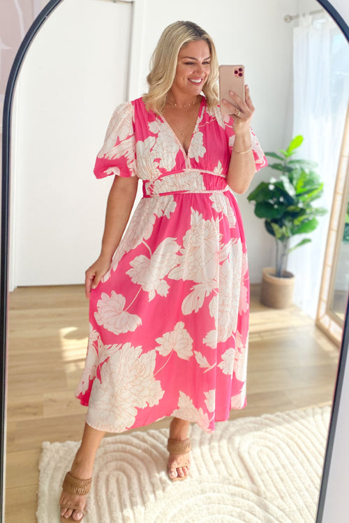 WW | Real Love Print Puff Sleeve Maxi Dress