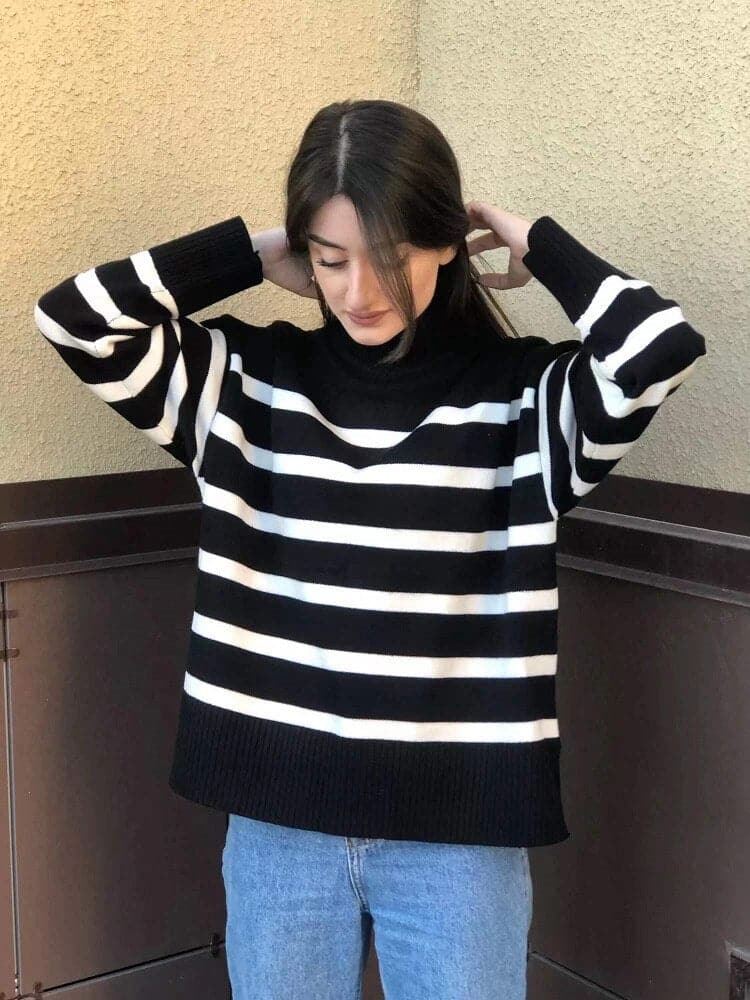 WW | Magnificent Pullover Mit Breiten Streifen Und Stehkragen