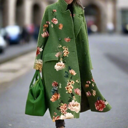 WW | Long coat with collar and multiple motifs