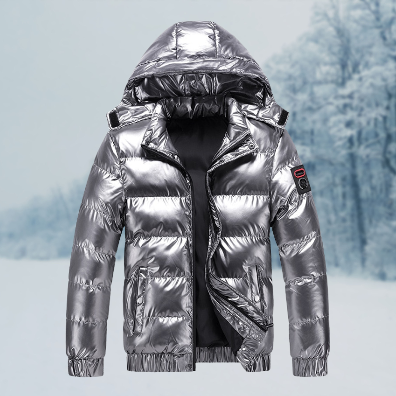 WW | Stylische Glänzende Pufferjacke mit Kapuze für Herren