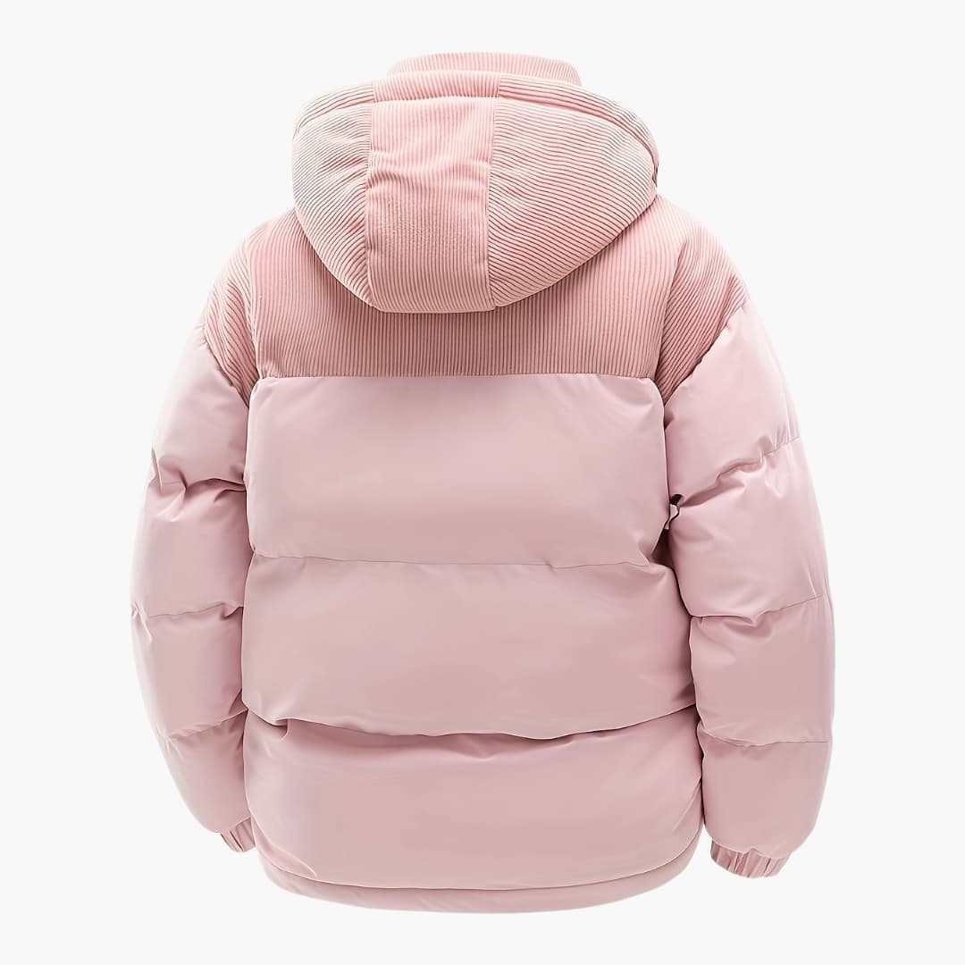 WW | Casual Hooded Jacket with Puffer Panels and Color Block Design