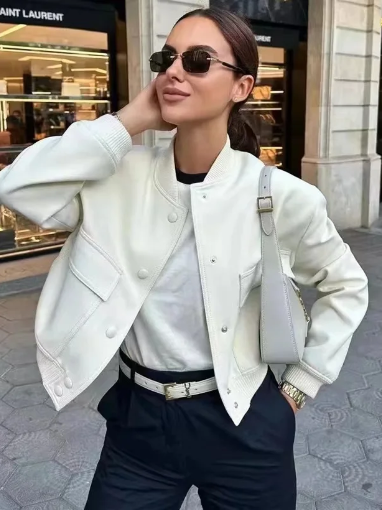 WW | Damen Bomberjacke mit Druckknöpfen