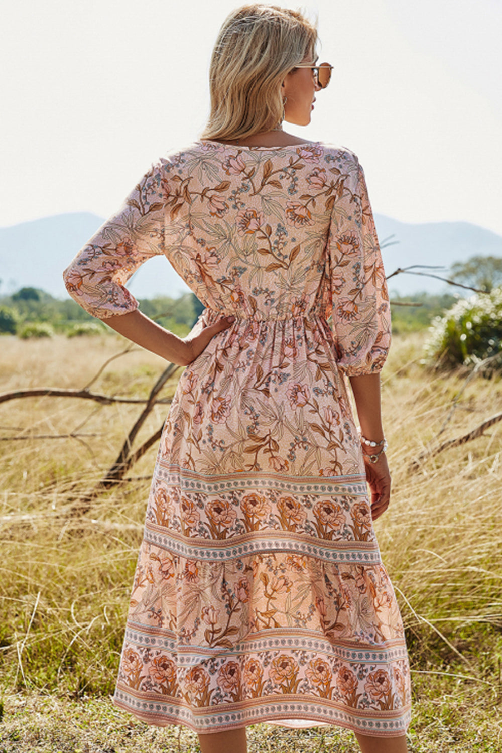 WW | Hohe Taille V-ausschnitt Boho Strandkleid