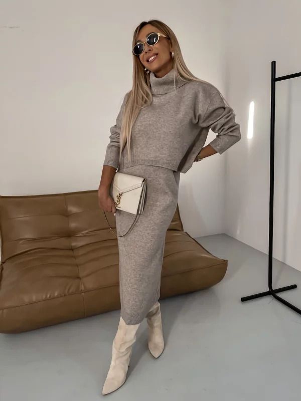 Elegant midi dress and turtleneck set