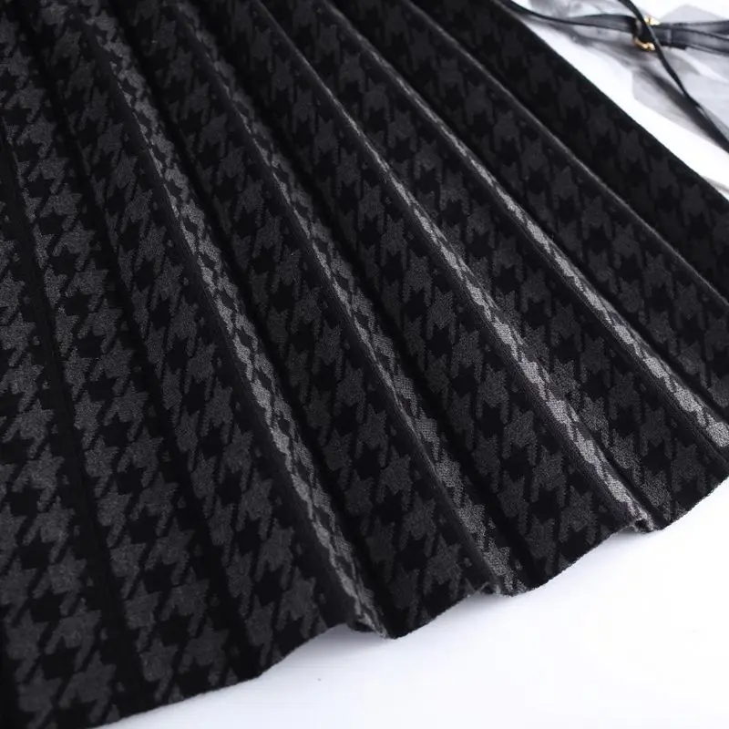 Houndstooth Midi Skirt