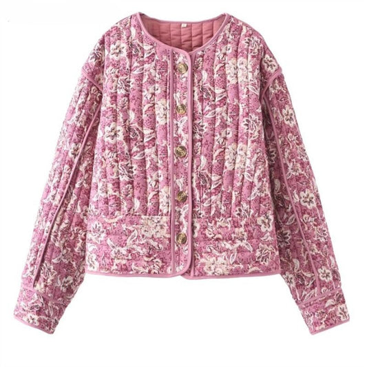 WW | Damen Steppjacke mit floralem Futter