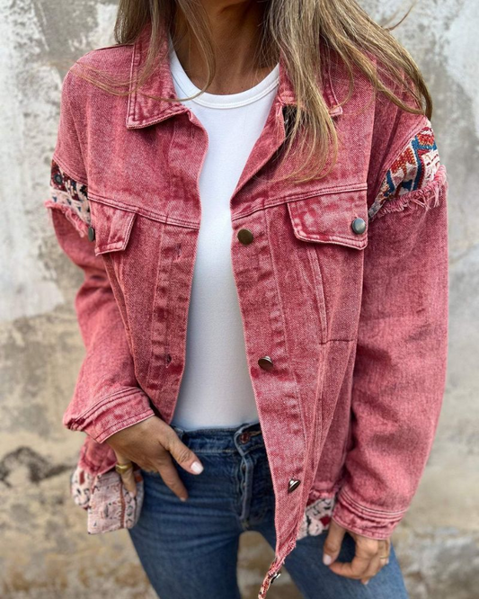 WW | Jeansjacke mit ethnischen Details
