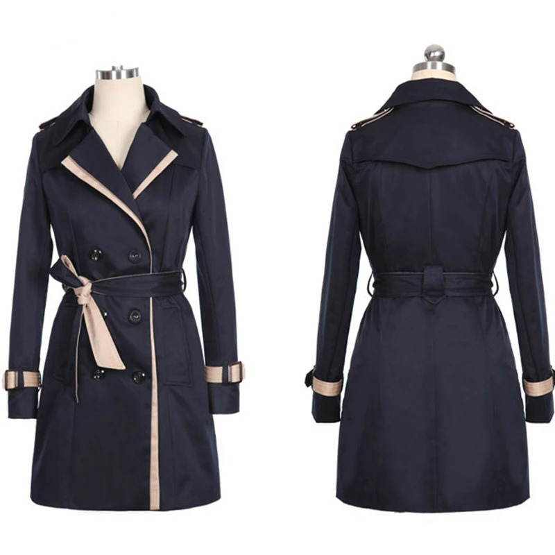 WW | Eleganter Trenchcoat Damen Doppelreiher, Tailliert, Mittellang