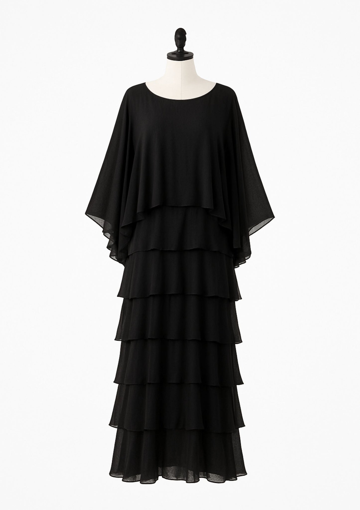 Amara Asymmetric Tiered Ruffle Maxi Dress - Black