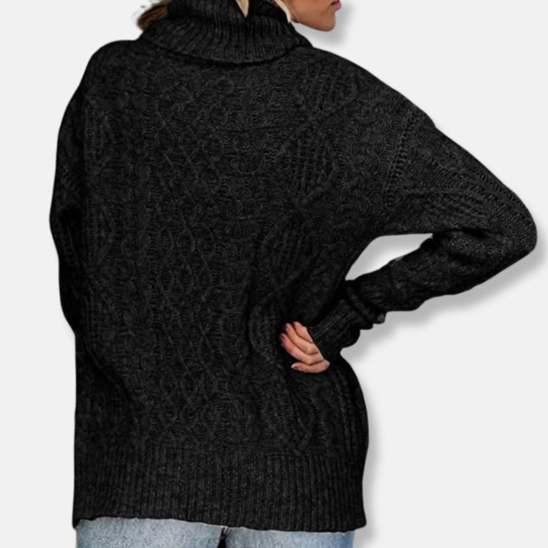 WW | Rollkragenpullover - Kabelstrick Tunika-Längenpullover