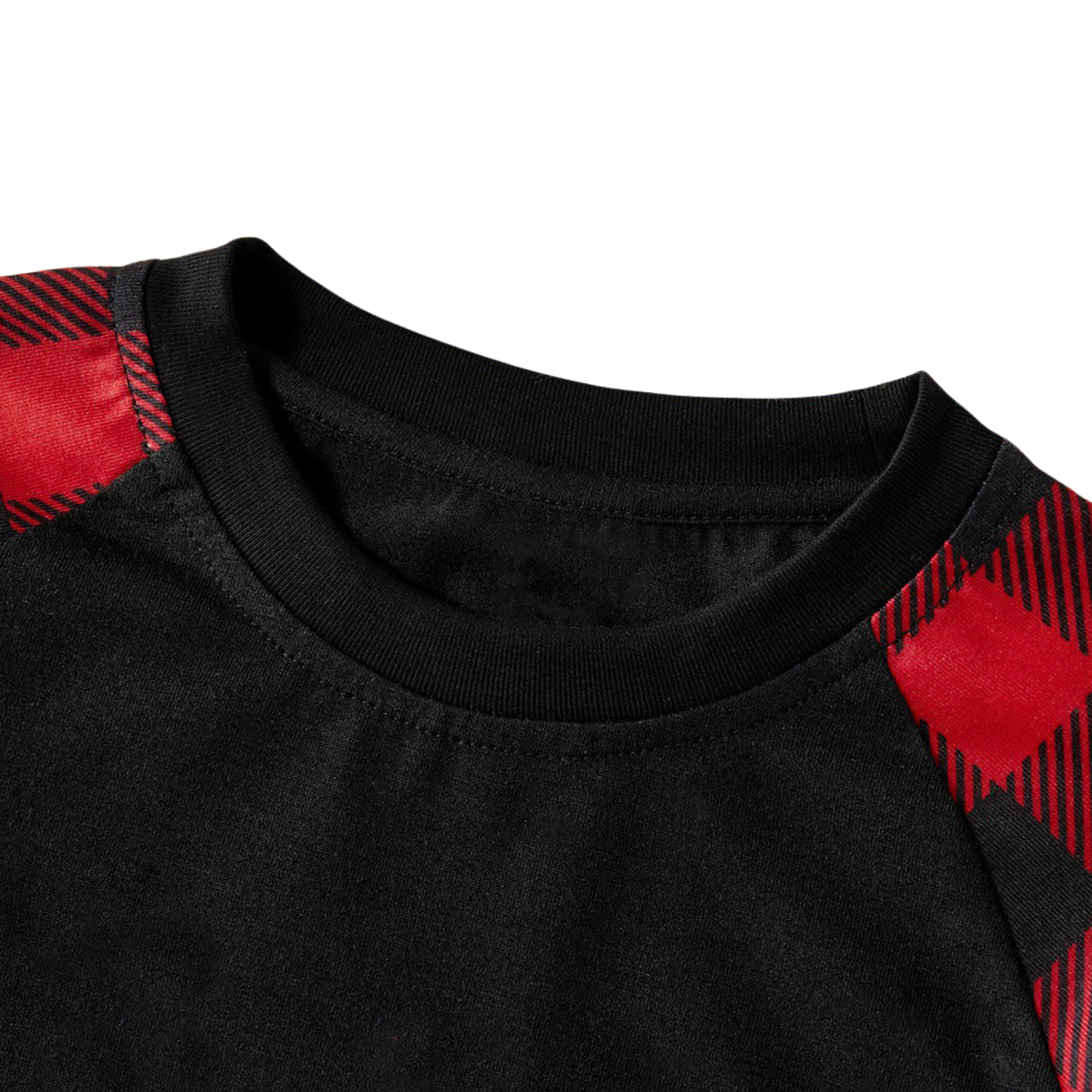 WW | "2025 Family Christmas" Text Print Black & Red Plaid Christmas Pajamas Matching