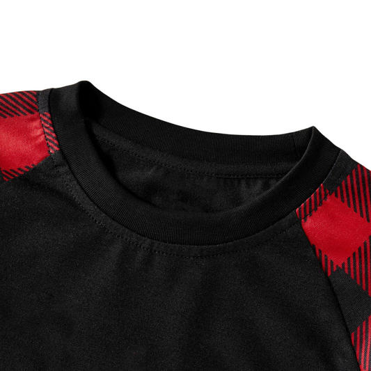 WW | "2025 Family Christmas" Text Print Black & Red Plaid Christmas Pajamas Matching